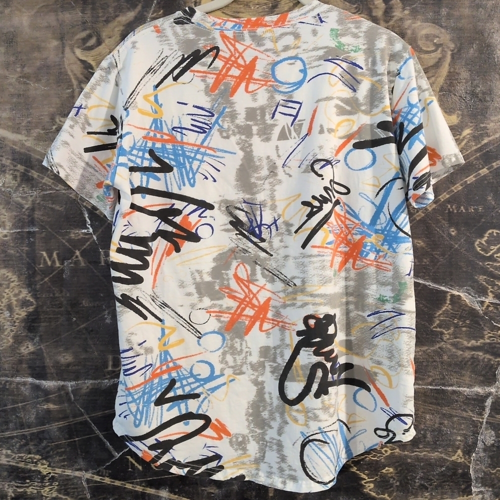 YININF Men’s Graffiti Streetwear T-Shirt Multi Color All Over Print Small JBHS - Picture 4 of 4